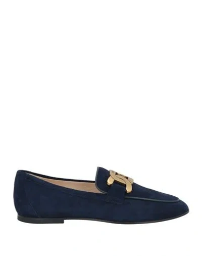 Tod's Woman Loafers Navy Blue Size 4.5 Lambskin