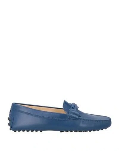 Tod's Woman Loafers Navy Size 5 Leather In Navy Blue