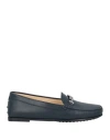 Tod's Woman Loafers Navy Size 7.5 Leather In Navy Blue