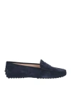 Tod's Gommini Suede Driver Penny Loafers In Navy