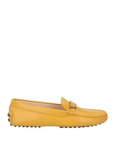 Tod's Woman Loafers Ocher Size 6 Soft Leather In Yellow