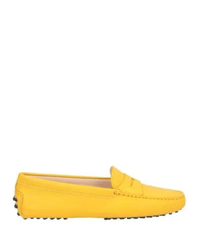 Tod's Woman Loafers Ocher Size 8 Calfskin In Yellow