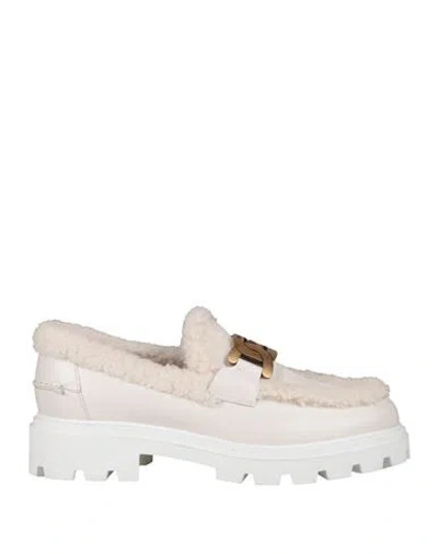 Tod's Woman Loafers Off White Size 6.5 Leather