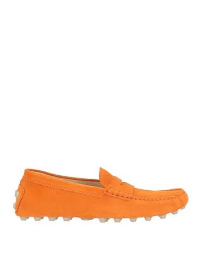 Tod's Woman Loafers Orange Size 11 Leather In Multi