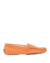 Tod's Woman Loafers Orange Size 6.5 Leather In Orange