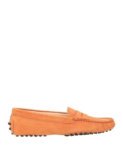 Tod's Woman Loafers Orange Size 6.5 Leather