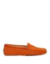 Tod's Woman Loafers Orange Size 7 Calfskin