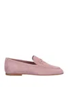 Tod's Woman Loafers Antique Rose Size 5.5 Leather In Pink