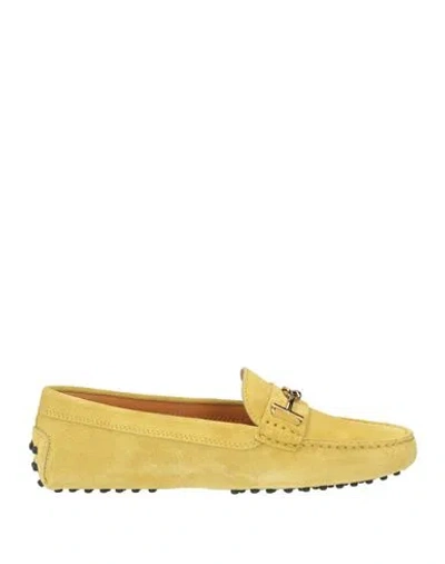 Tod's Woman Loafers Pastel Yellow Size 6.5 Leather In Animal Print