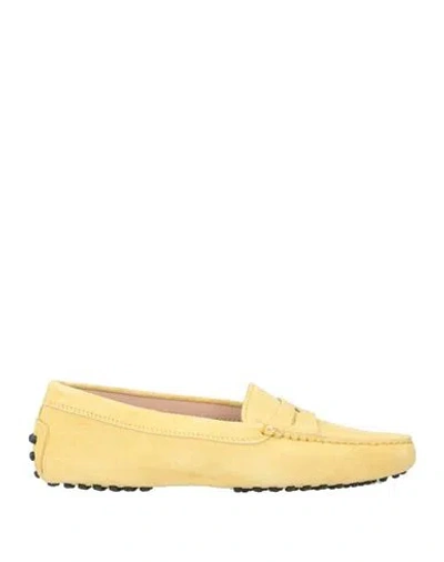 Tod's Woman Loafers Pastel Yellow Size 8 Leather