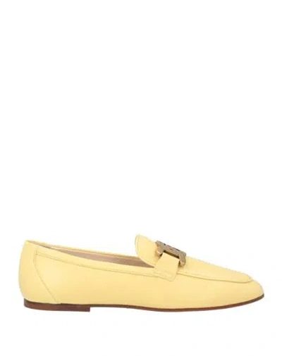 Tod's Woman Loafers Pastel Yellow Size 8 Soft Leather