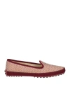 Tod's Woman Loafers Pink Size 7.5 Textile Fibers In Pink