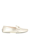 Tod's Woman Loafers Platinum Size 7.5 Soft Leather In Grey