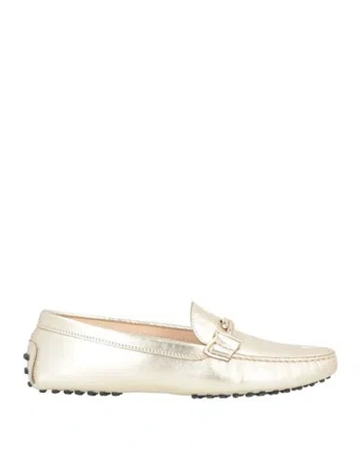 Tod's Woman Loafers Platinum Size 7.5 Soft Leather In Grey