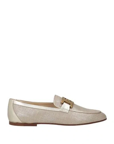Tod's Woman Loafers Platinum Size 8 Textile Fibers In Grey