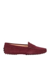Tod's Woman Loafers Plum Size 7 Leather In Purple