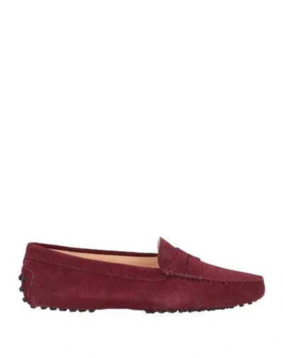 Tod's Woman Loafers Plum Size 7 Leather In Purple
