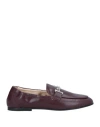Tod's Woman Loafers Burgundy Size 7.5 Soft Leather In Red