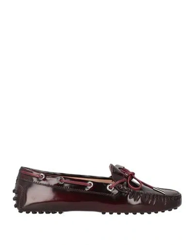 Tod's Woman Loafers Plum Size 8 Leather