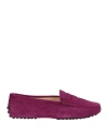 Tod's Woman Loafers Plum Size 8 Leather In Purple