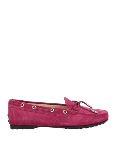 Tod's Woman Loafers Purple Size 4.5 Leather