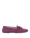 Tod's Woman Loafers Purple Size 6.5 Soft Leather