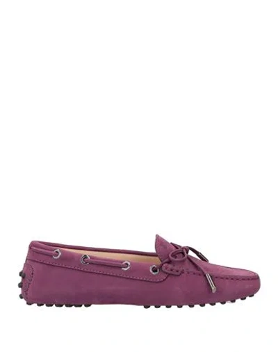 Tod's Woman Loafers Purple Size 6.5 Soft Leather