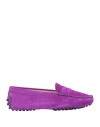 Tod's Woman Loafers Purple Size 7.5 Leather