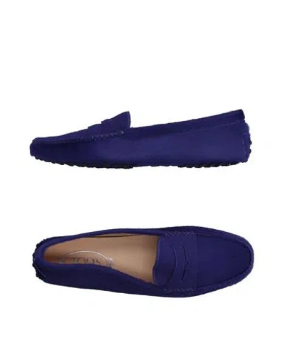 Tod's Woman Loafers Purple Size 8 Calfskin