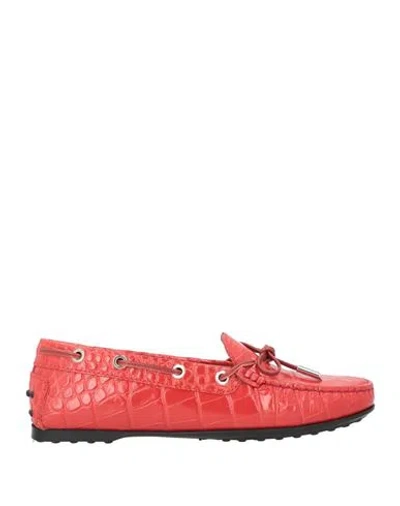 Tod's Woman Loafers Red Size 5.5 Soft Leather