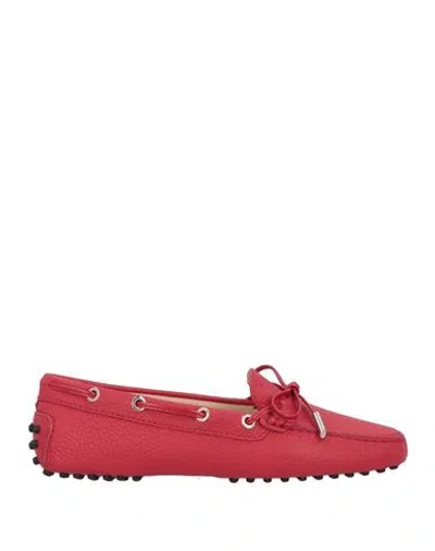 TOD'S TOD'S WOMAN LOAFERS RED SIZE 8 LEATHER