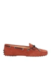 Tod's Woman Loafers Rust Size 7.5 Soft Leather In Red