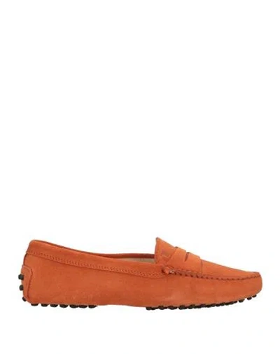 Tod's Woman Loafers Rust Size 7 Leather In Red