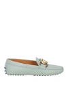 Tod's Woman Loafers Sage Green Size 8 Leather In Sage Green