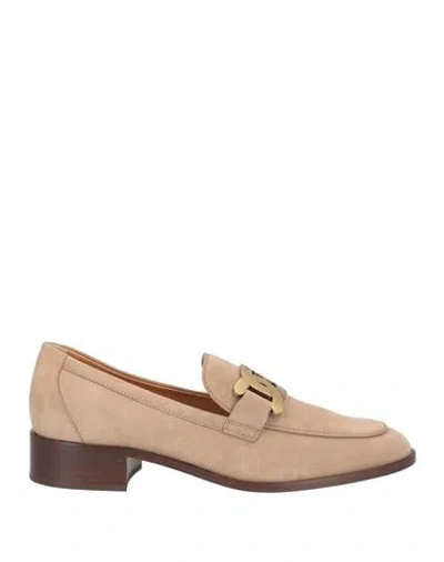 Tod's Woman Loafers Sand Size 8 Leather In Neutral