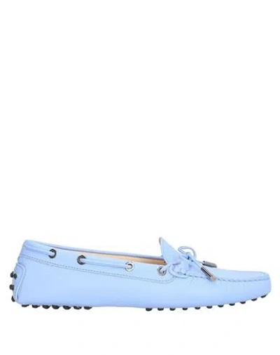 TOD'S TOD'S WOMAN LOAFERS SKY BLUE SIZE 5.5 LEATHER