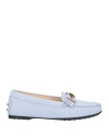 Tod's Woman Loafers Sky Blue Size 7.5 Leather In Blue