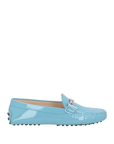 Tod's Gommini Double T Patent Loafer In Blue