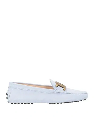 Tod's Woman Loafers Sky Blue Size 9 Leather