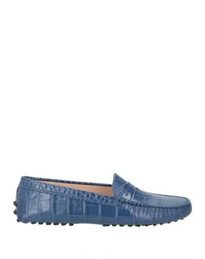 Tod's Woman Loafers Slate Blue Size 7 Soft Leather
