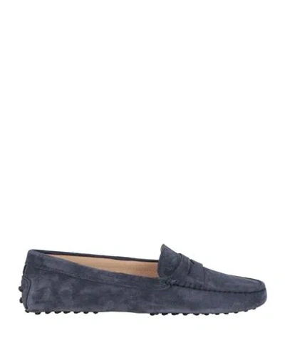 Tod's Woman Loafers Slate Blue Size 8 Leather