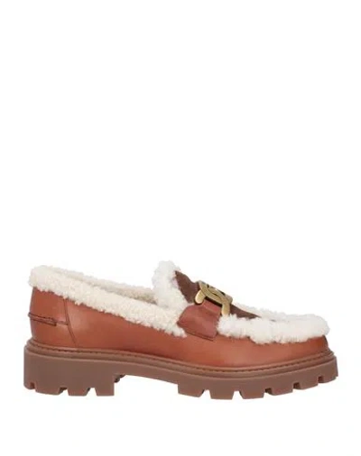 Tod's Woman Loafers Tan Size 11 Soft Leather In Brown