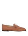 Tod's Woman Loafers Tan Size 8 Leather In Brown