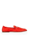 Tod's Woman Loafers Tomato Red Size 10 Leather
