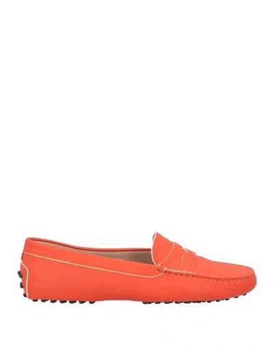 Tod's Woman Loafers Tomato Red Size 8 Leather