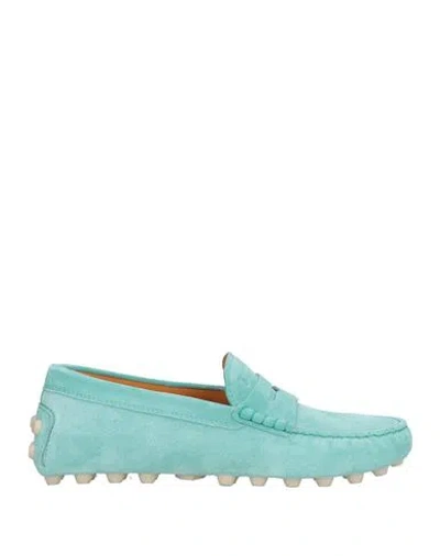 Tod's Woman Loafers Turquoise Size 8 Leather In Blue