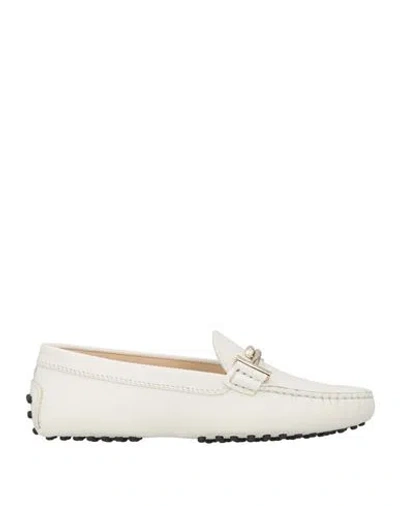 TOD'S TOD'S WOMAN LOAFERS WHITE SIZE 5 LEATHER