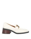 Tod's Woman Loafers White Size 8 Leather In White