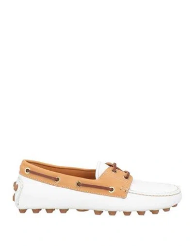 TOD'S TOD'S WOMAN LOAFERS WHITE SIZE 8 LEATHER