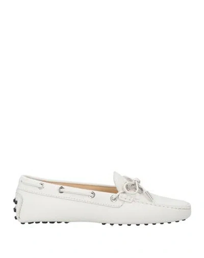 TOD'S TOD'S WOMAN LOAFERS WHITE SIZE 8 LEATHER